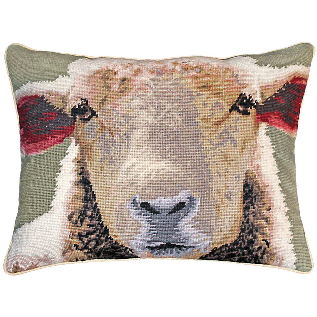 Decorative Sheep Rustic Farm Ranch Needlepoint Throw Pillow, Size: 16x20