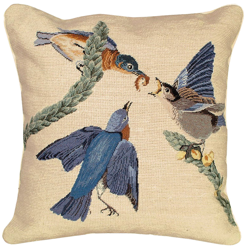 Eastern Bluebird Wildlife Audubon Bird Needlepoint Throw Pillow, Size: 18x18