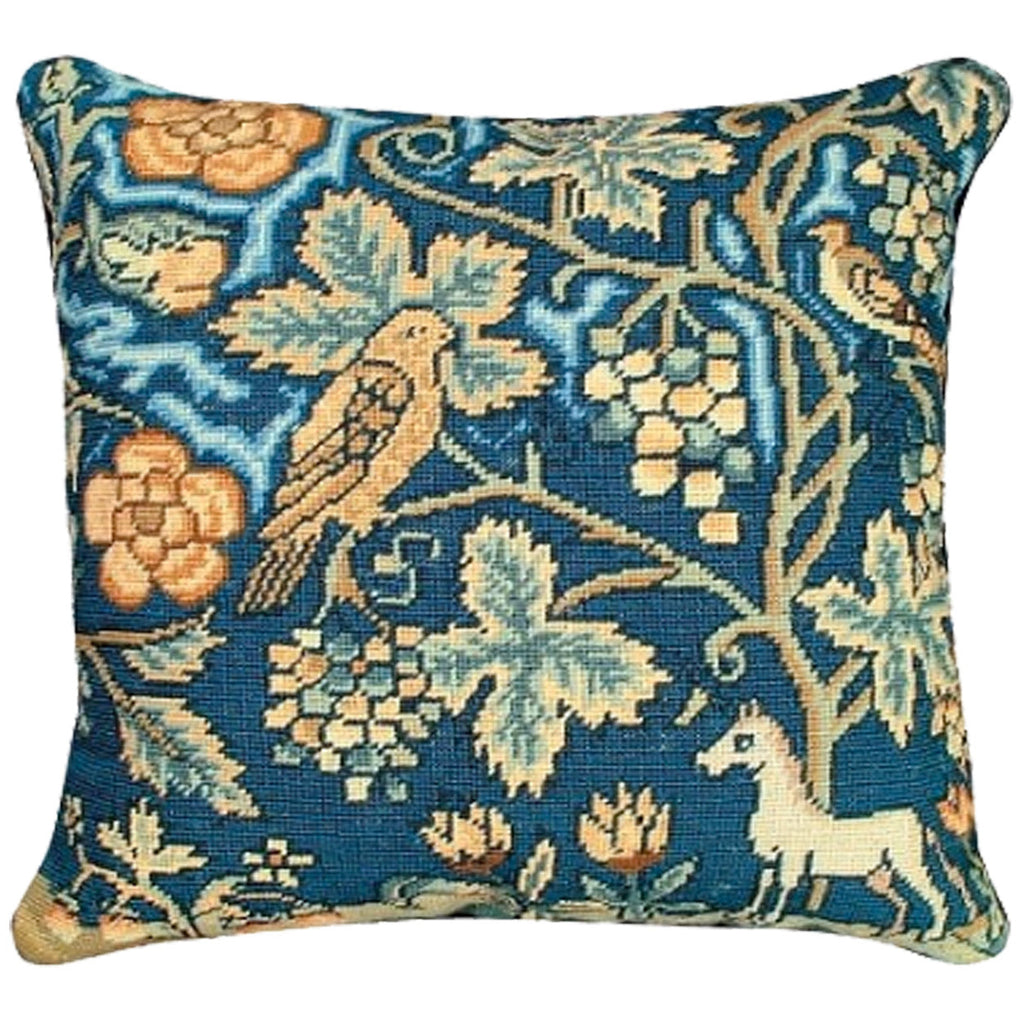English Tapestry Unicorn Bird Antique Design Throw Pillow, Size: 18x18