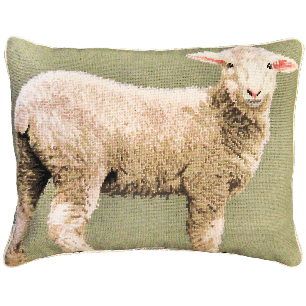 Farm And Ranch Baby Sheep Decorative Needlepoint Throw Pillow, Size: 16x20