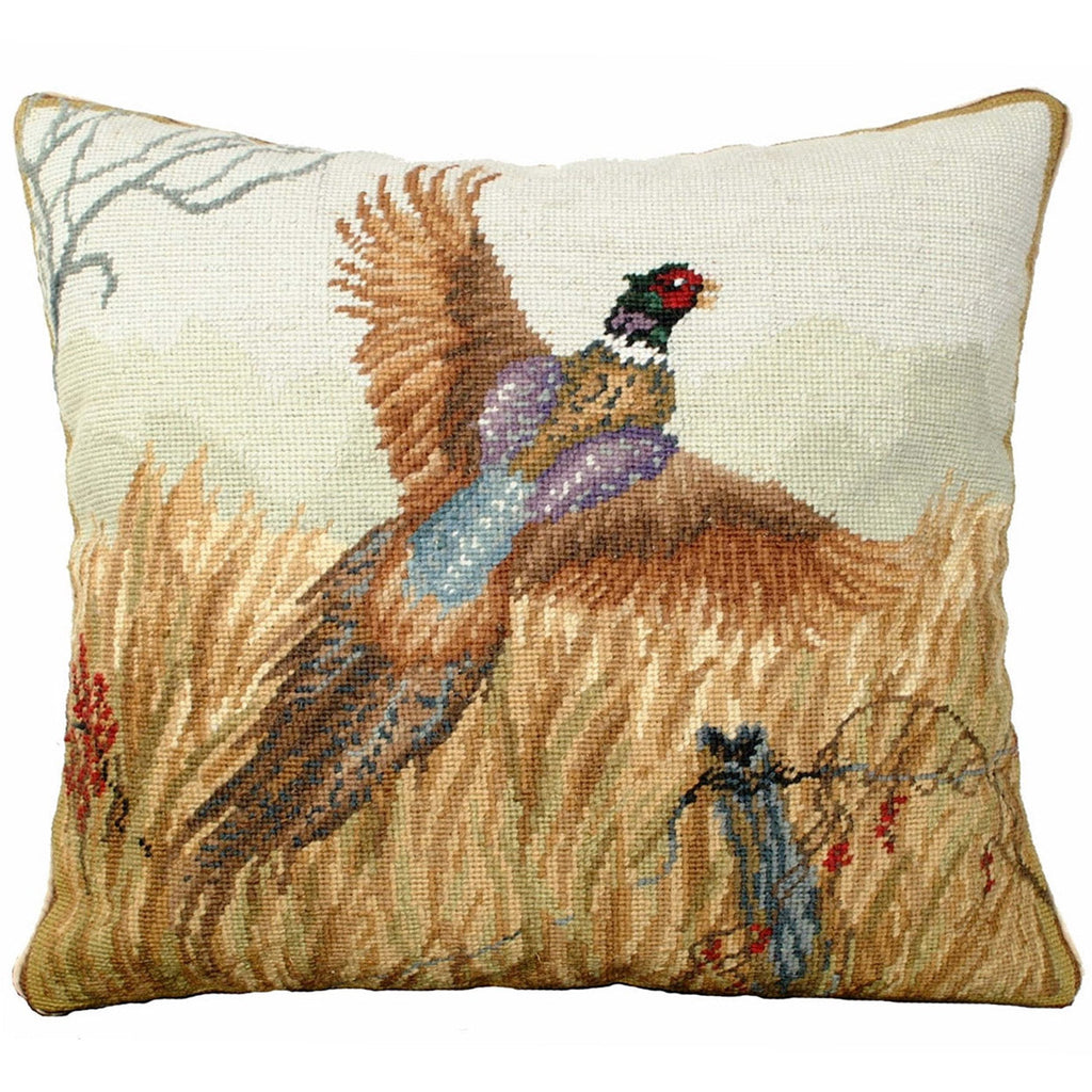 Flying Pheasant Bird Wildlife Decorative Throw Pillow, Size: 18x18