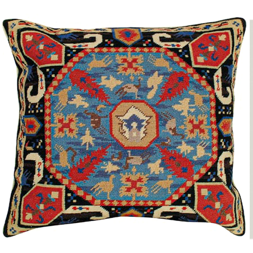 Geometric Caucasian Decorative Needlepoint Pillow, Size: 20x20