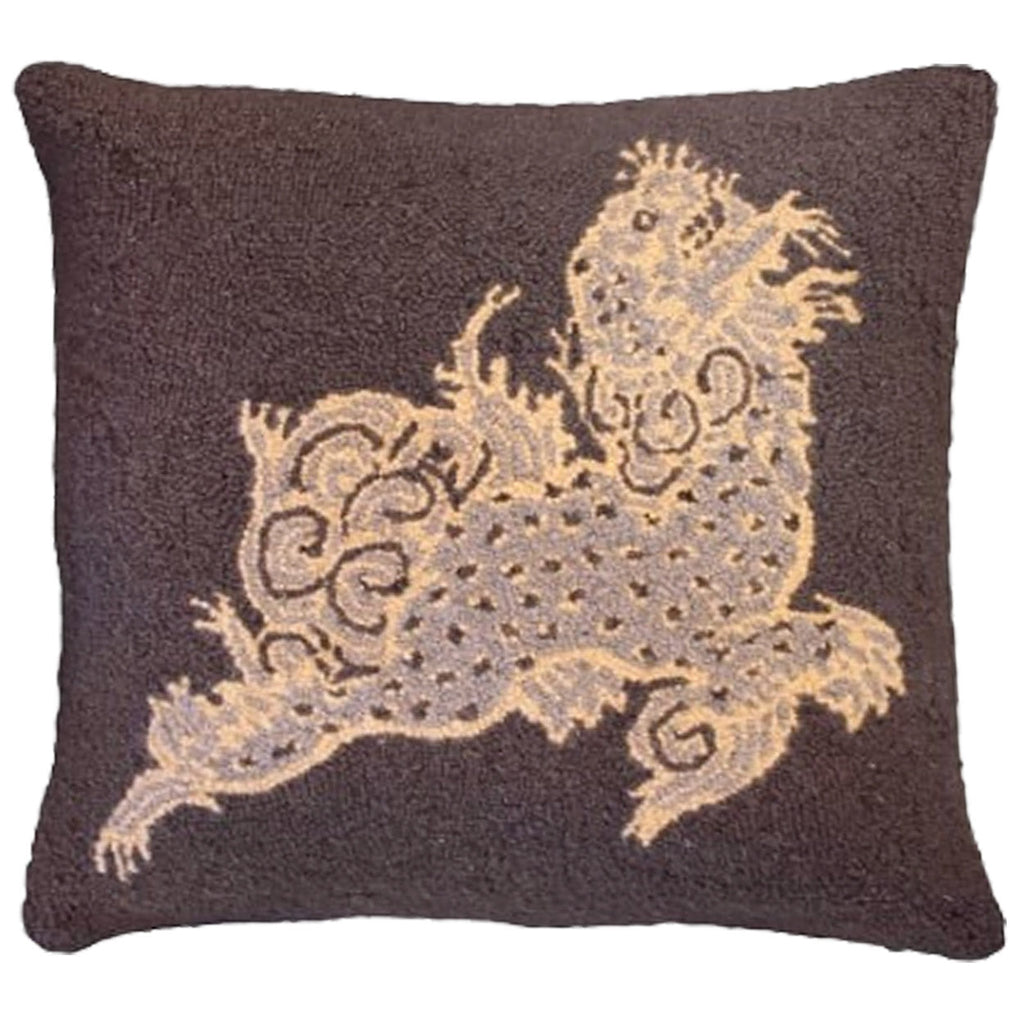 Grey Dragon Onyx Dunmore Dragons Hooked Pillow, Size: 20x20