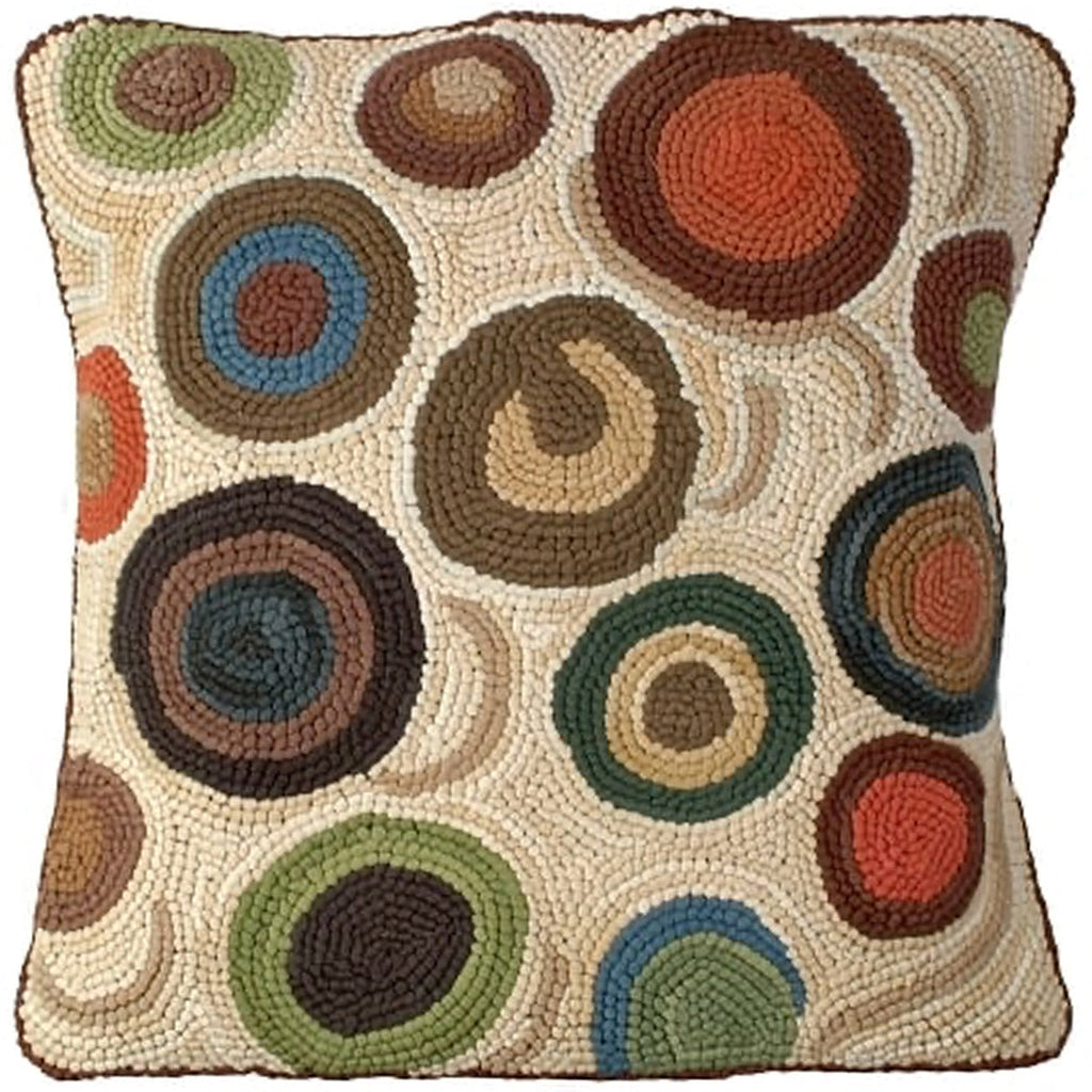 Hand Hooked Rustic Lodge Camp Rolling Stone Wool Pillow, Size: 18x18