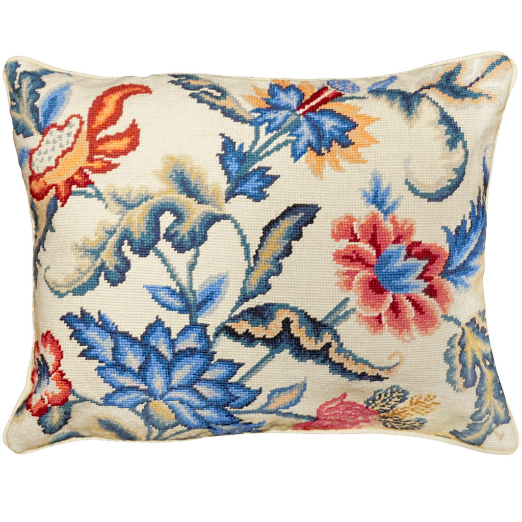 Historic Botanical Tapestry Floral Needlepoint Pillow, Size: 16x20
