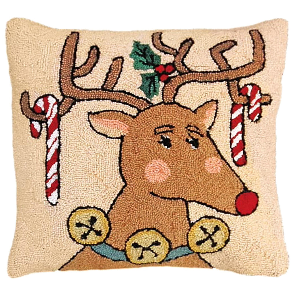 Holiday Reindeer And Candy Cane Decorative Holiday Throw Pillow, Size: 20x20