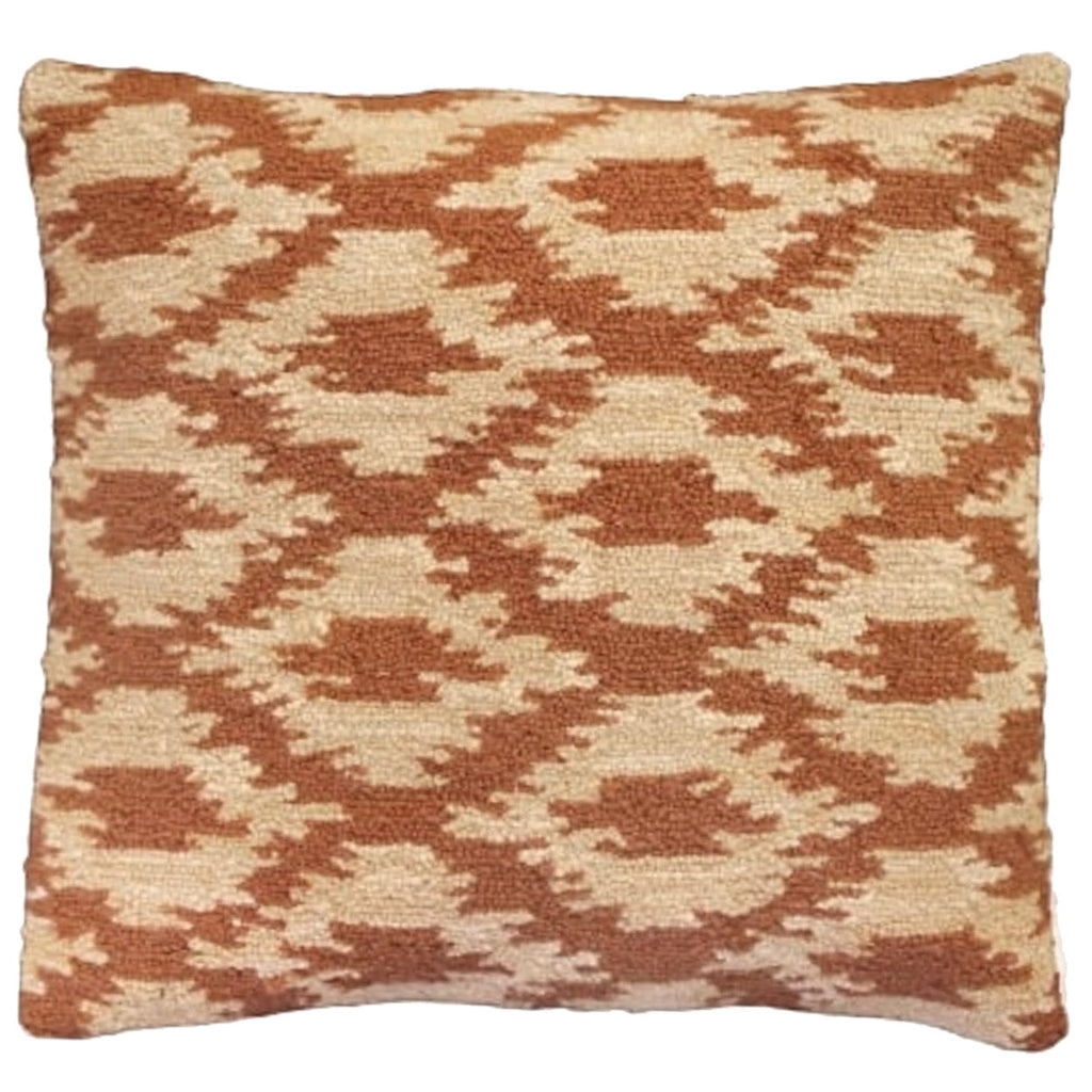 Ikat Camel Indian Ikat Fabric Design Hooked Pillow, Size: 20x20