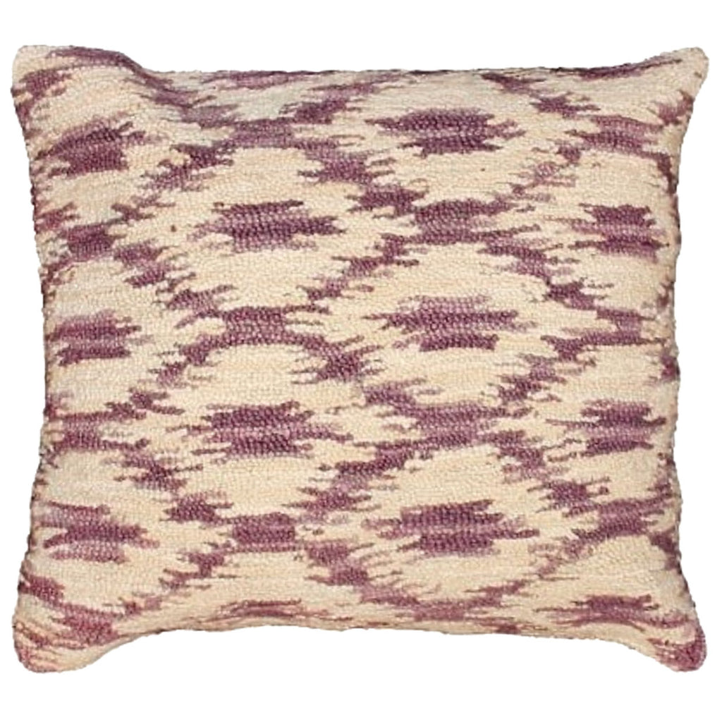Ikat Cocoa Indian Ikat Fabric Design Hooked Pillow, Size: 20x20