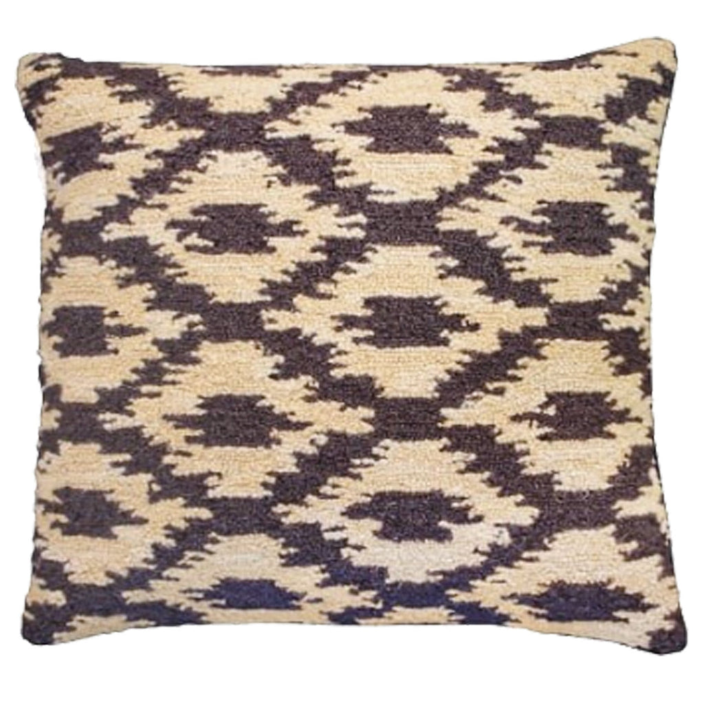 Ikat Onyx Indian Ikat Fabric Design Hooked Pillow, Size: 20x20