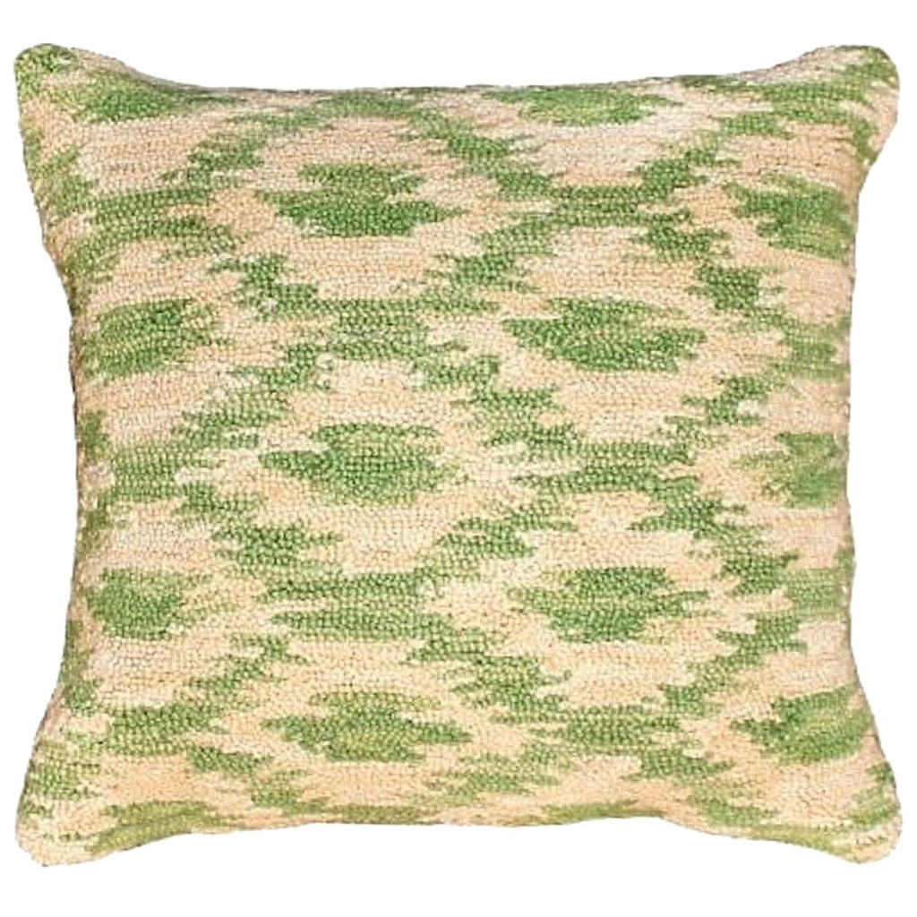 Ikat Pistachio Indian Ikat Fabric Design Hooked Pillow, Size: 20x20