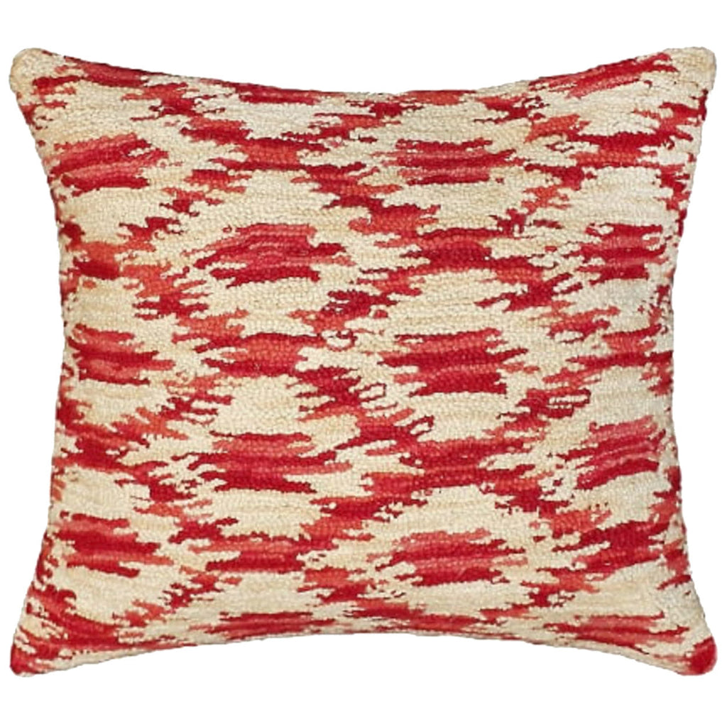 Ikat Ruby Indian Ikat Fabric Design Hooked Pillow, Size: 20x20