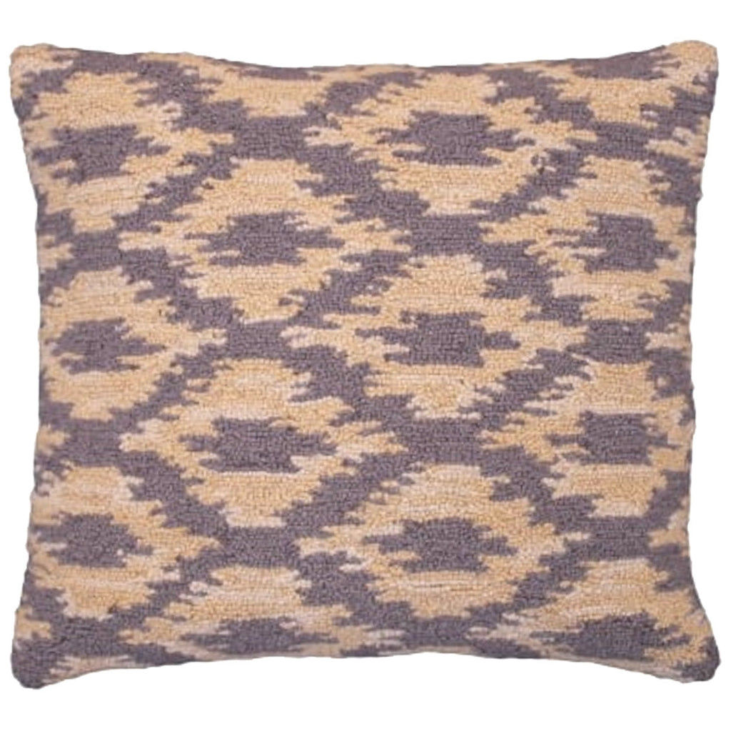 Ikat Sepia Indian Ikat Fabric Design Hooked Pillow, Size: 20x20