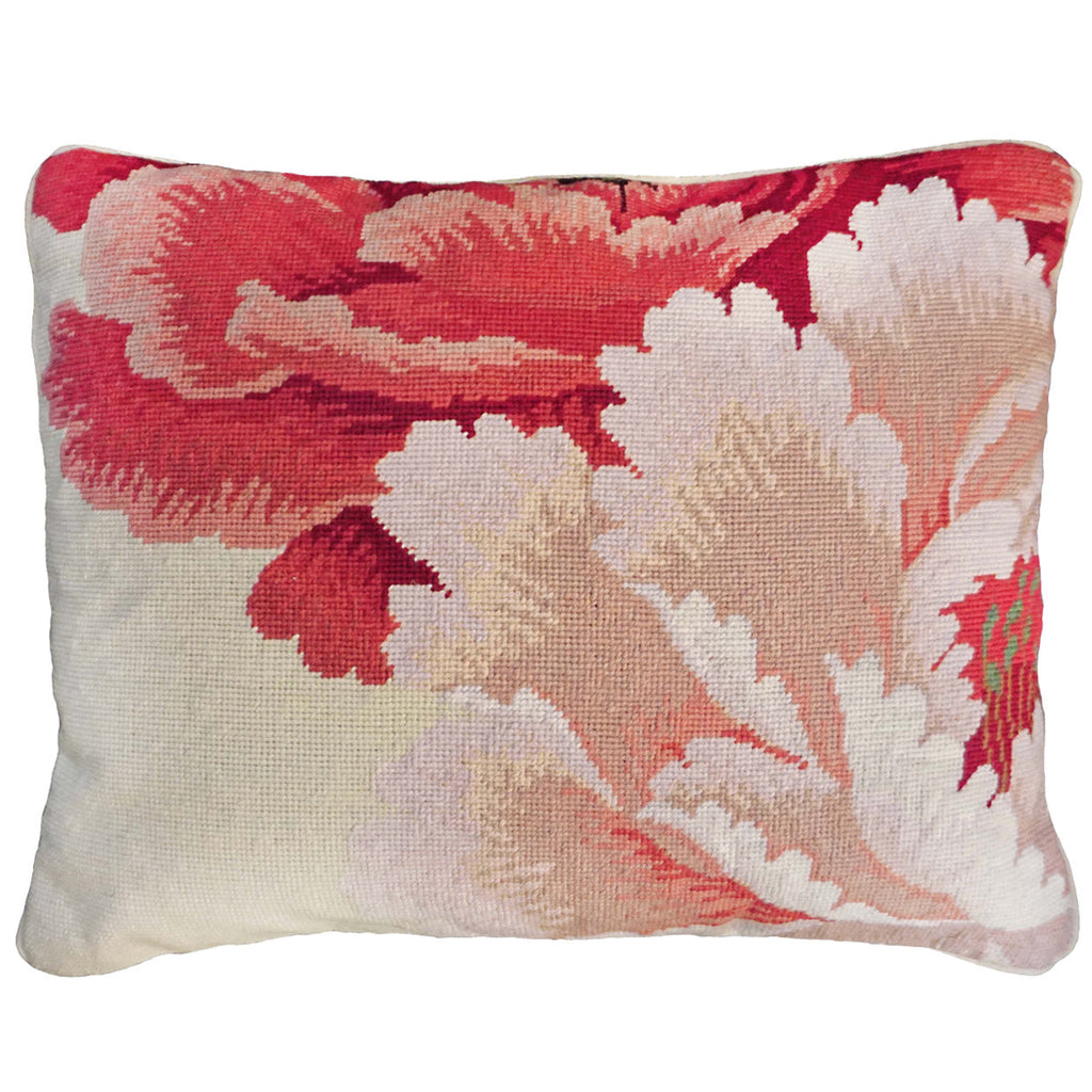 Large Red Pink Blooming Floral Flower Decorative Throw Pillow, Size: 16x20