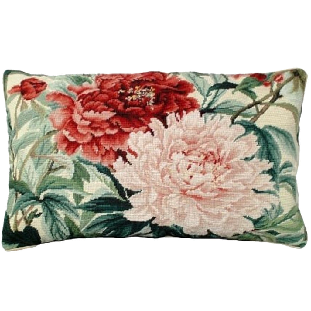 Large Red Pink Double Peonies Decorative Accent Pillow, Size: 16x28