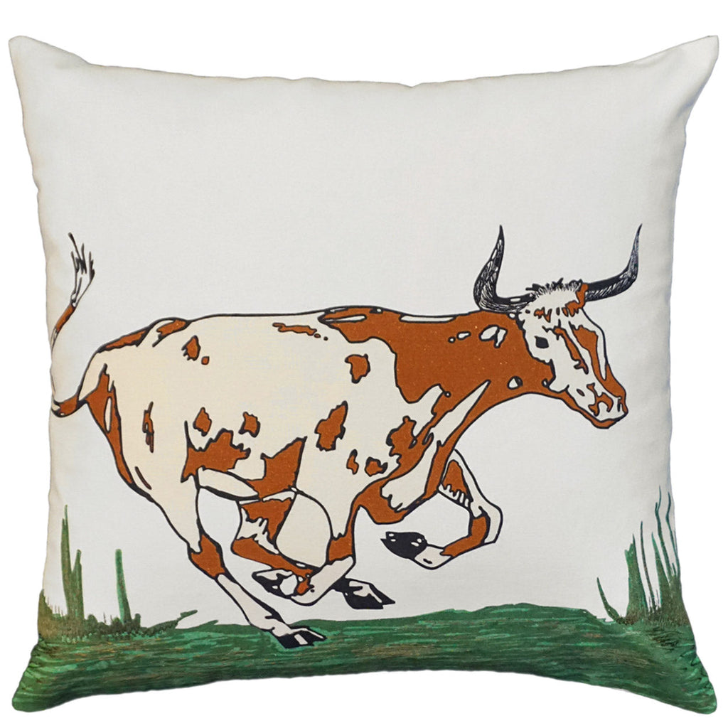 Longhorn Cow Rustic Throw Pillow, Size: 20x20