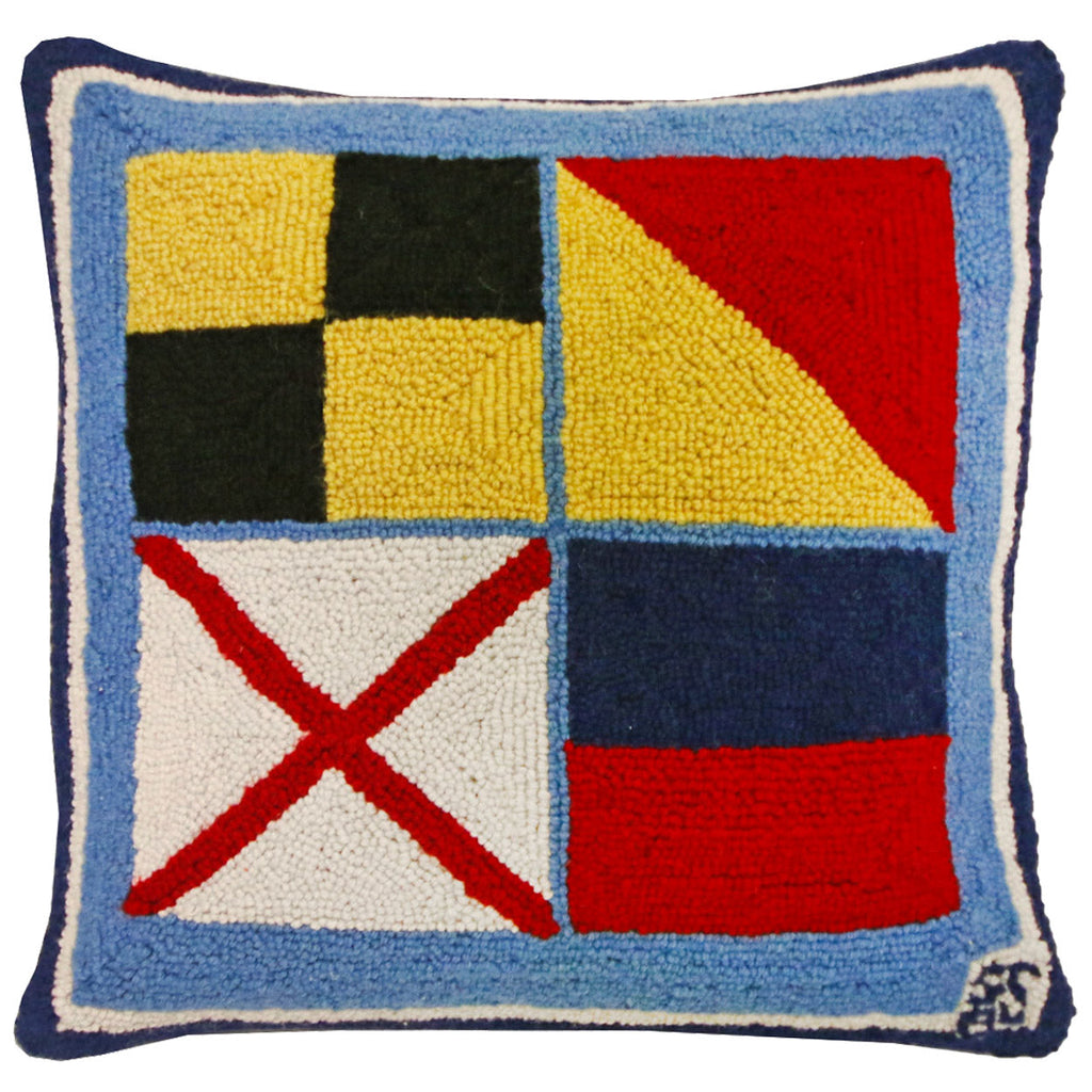Nautical Flag Love Decorative Hooked Throw Pillow, Size: 18x18