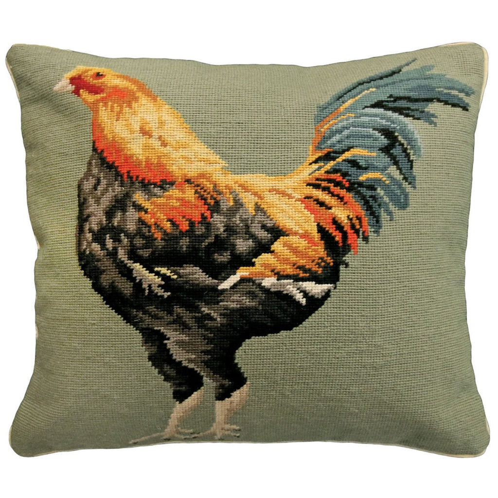 Old English Game Rooster Black Blue Decorative Ranch Pillow, Size: 18x18