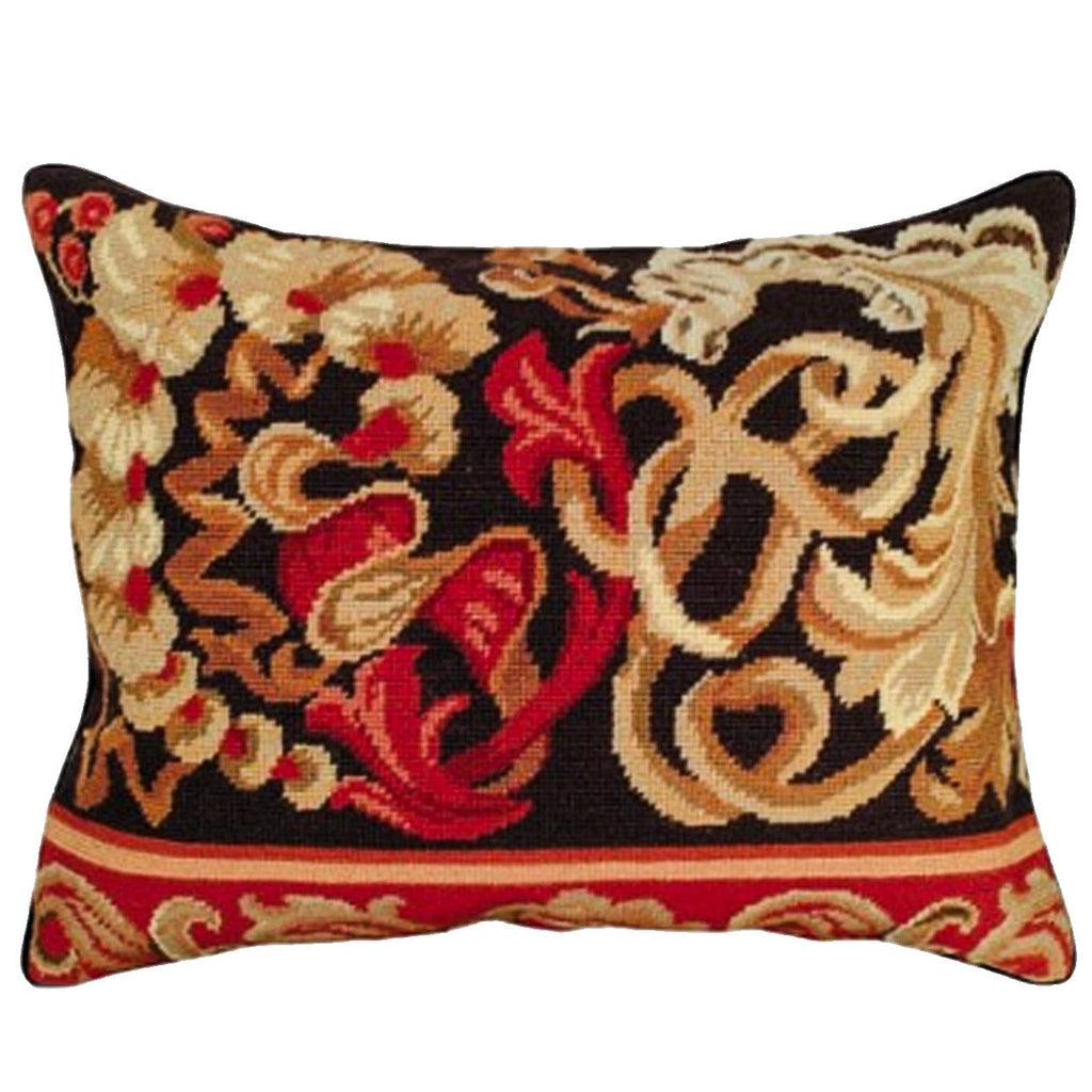 Palazzo Gold Yellow Brown Abstract Needlepoint Throw Pillow, Size: 16x20