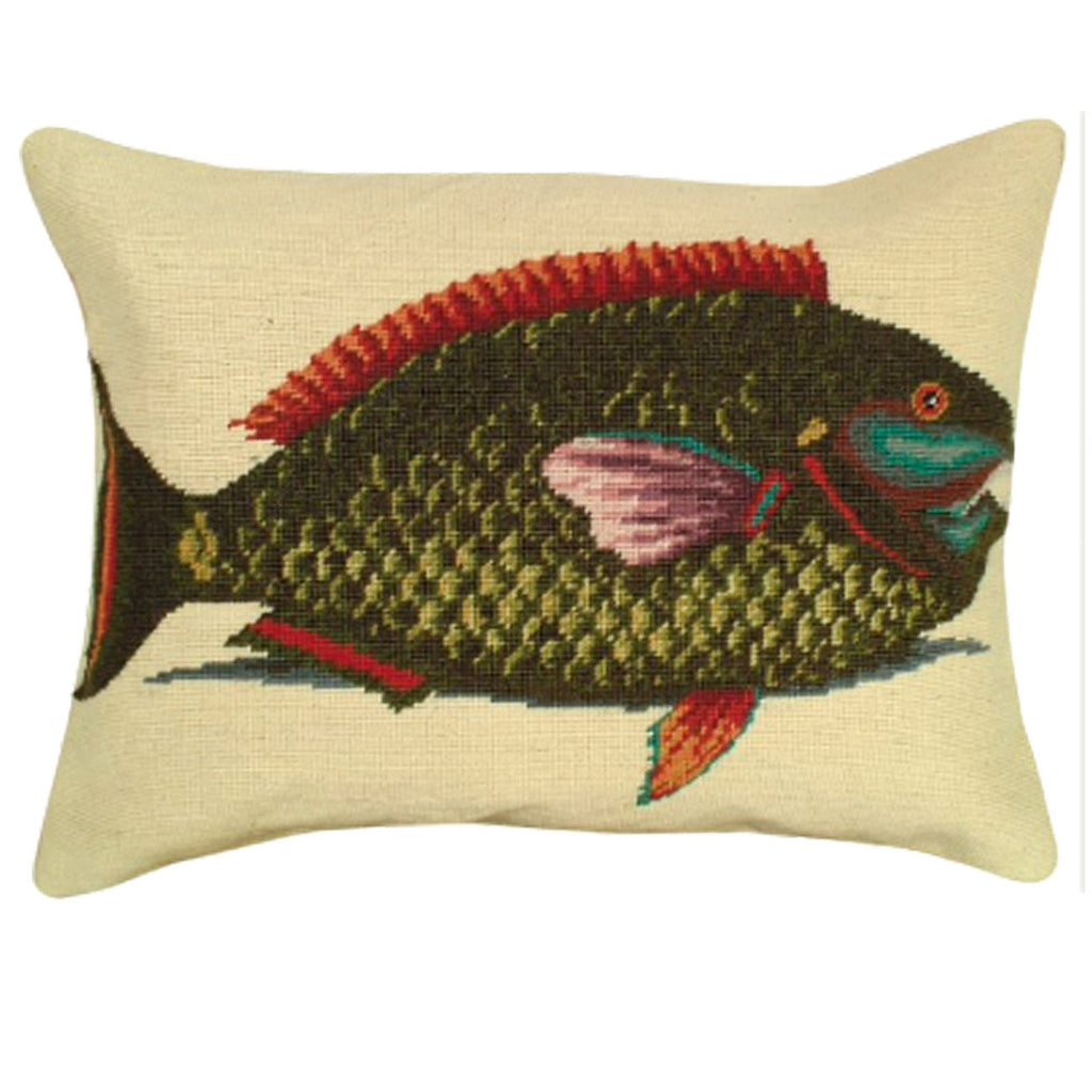 Parrot Fish Rustic Decorative Lodge Needlepoint Throw Pillow, Size: 16x20