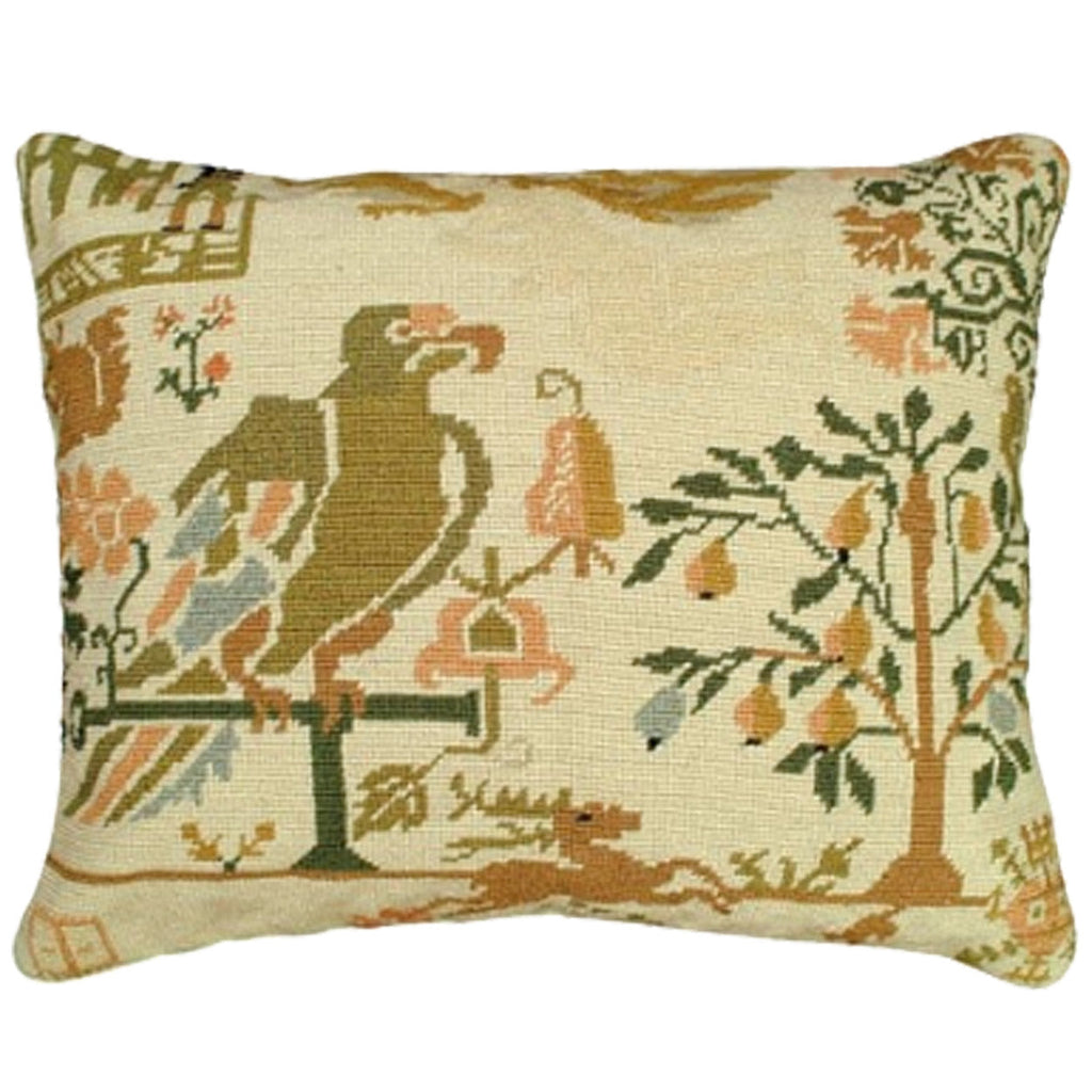Partridge Sampler Colonial Williamsburg Needlepoint Throw Pillow, Size: 16x20