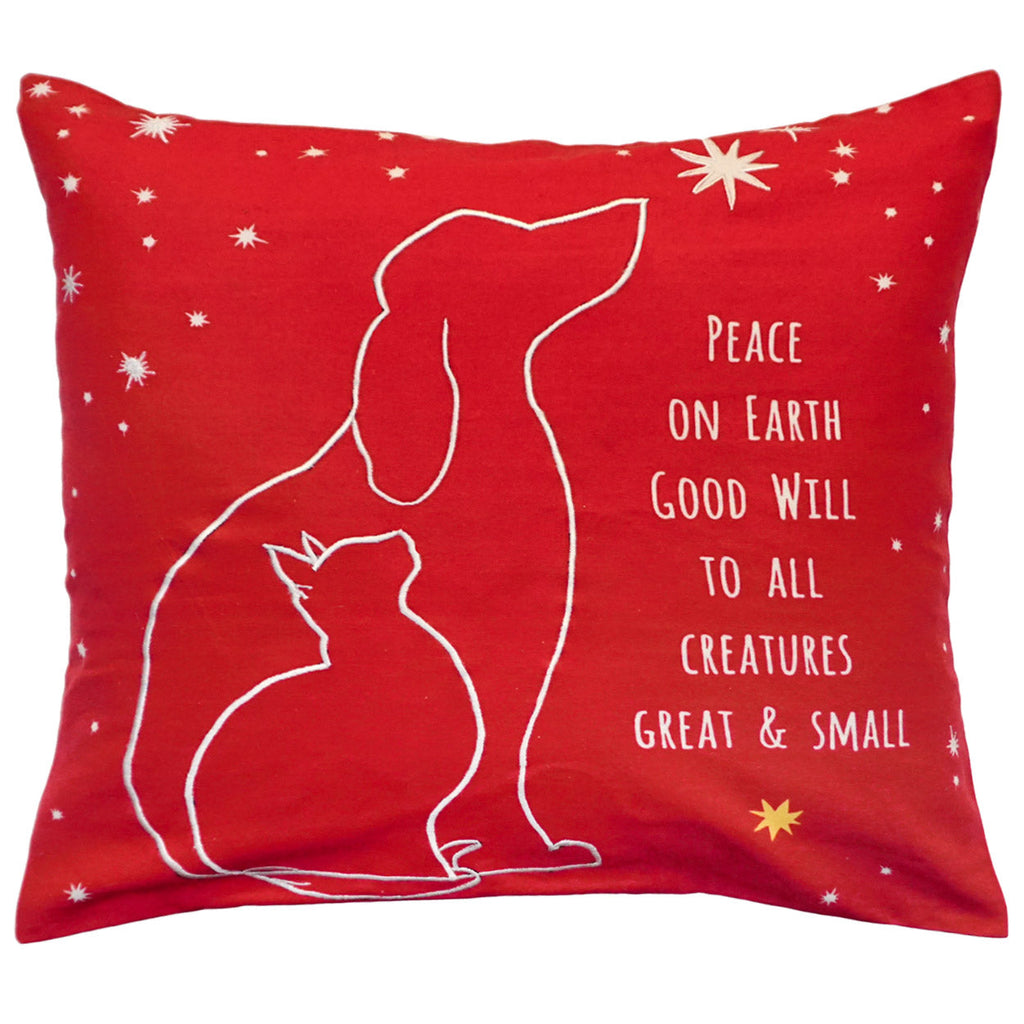 Peace On Earth Dog And Cat Holiday Decorative Pillow, Size: 20x20
