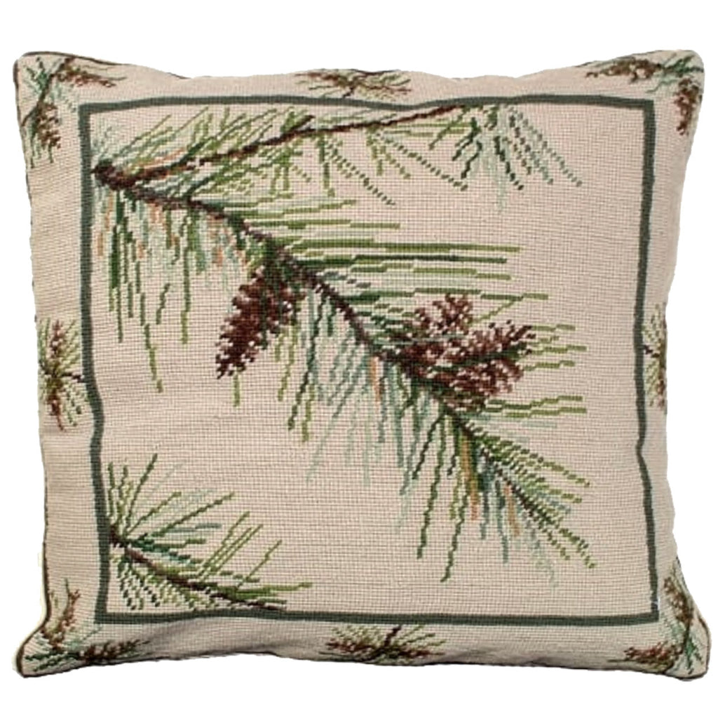 Pine Tree With Pine Cones Rustic Lodge Throw Pillow, Size: 18x18