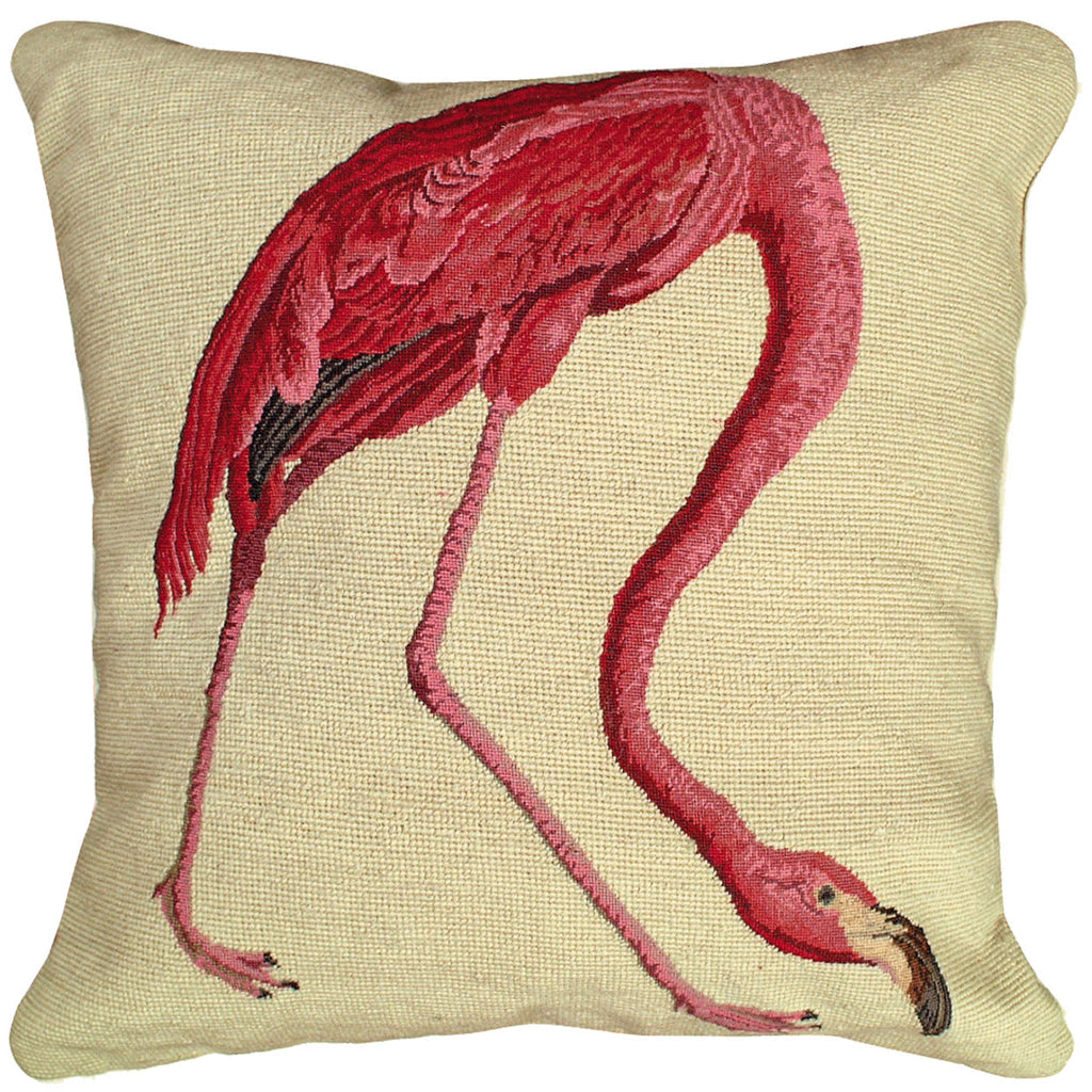 Pink Flamingo Audubon Decorative Needlepoint Throw Pillow, Size: 20x20
