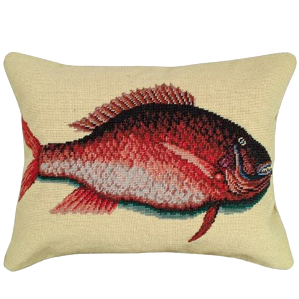 Porgy Fish Wildlife Nautical Rustic Needlepoint Pillow, Size: 16x20
