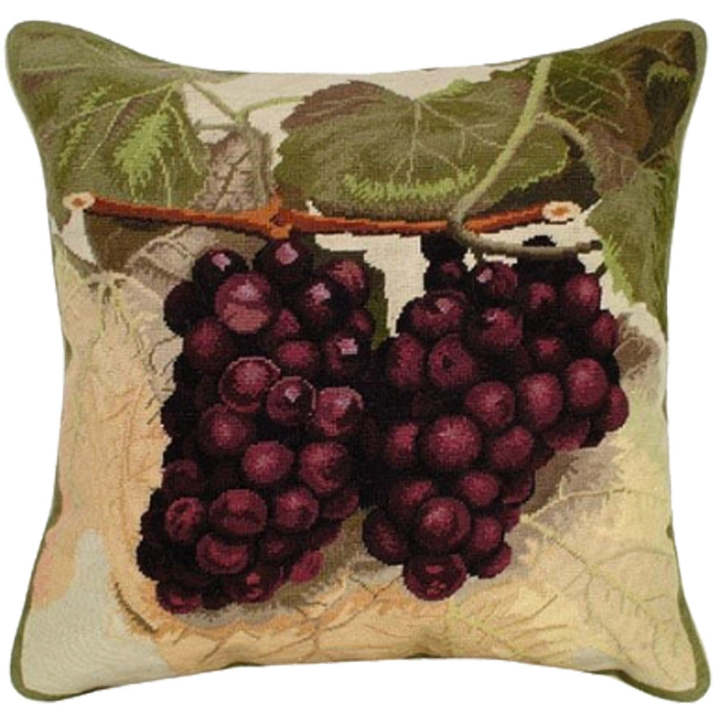 Purple Grape Vine Wine Decorative Needlepoint Throw Pillow, Size: 18x18