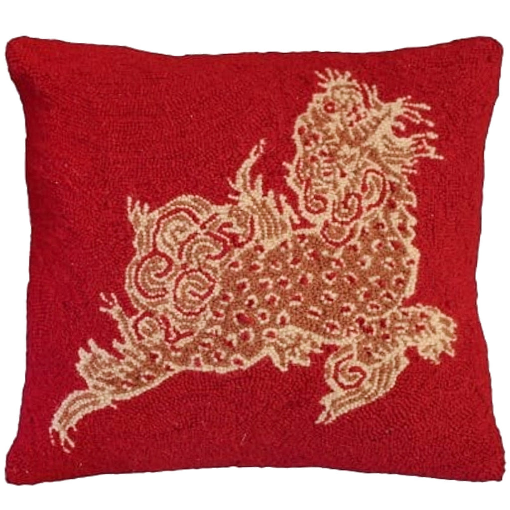 Red Dragon Vermillion Dunmore Dragons Hooked Pillow, Size: 20x20