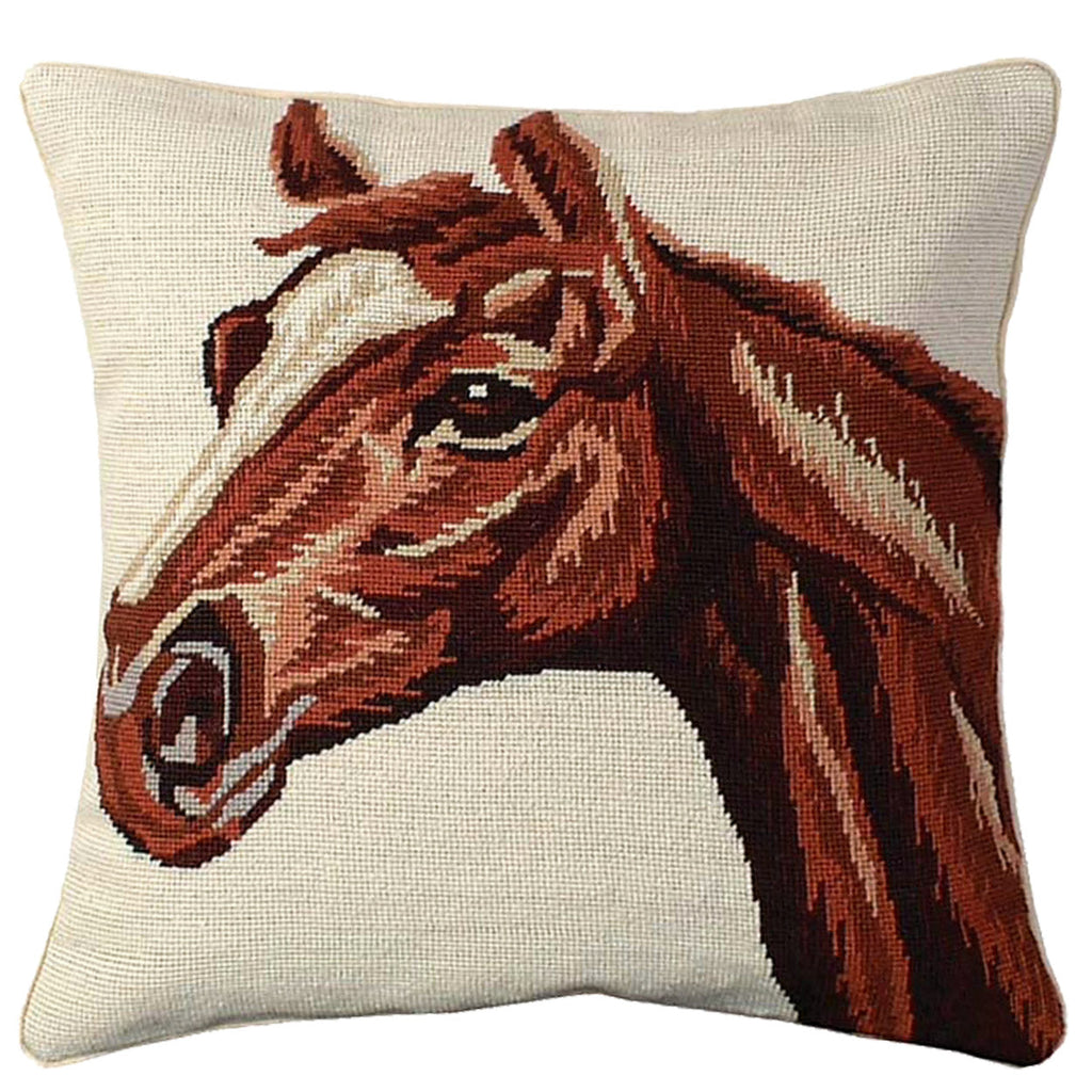 Red Equestrian Horse Decorative Rustic Farm Throw Pillow, Size: 18x18