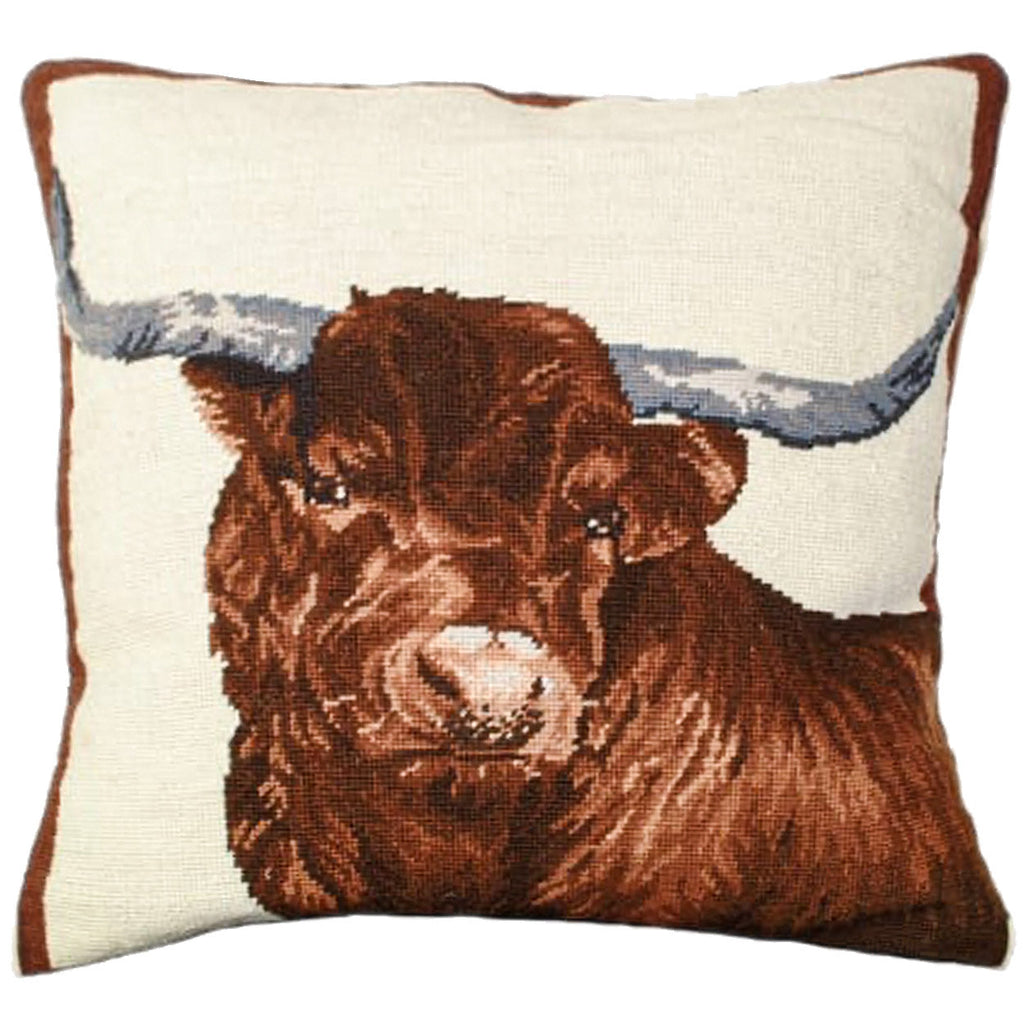 Red Steer Bull Farm Animal Farmhouse Rustic Decorative Pillow, Size: 20x20