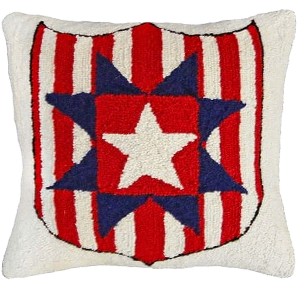 Red White Blue America Decorative Hooked Throw Pillow, Size: 18x18
