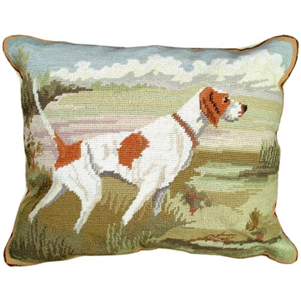 Red White Pointer Dog Bird Hunter Decorative Lodge Pillow, Size: 16x20