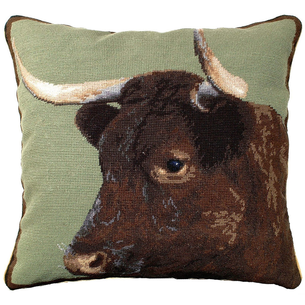 Rustic Milking Devon Cow Horns Farmhouse Throw Pillow, Size: 20x20