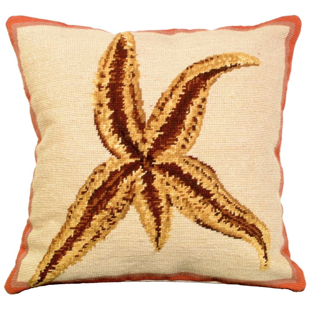 Sea Star Nautical Beach Decorative Needlepoint Throw Pillow, Size: 18x18