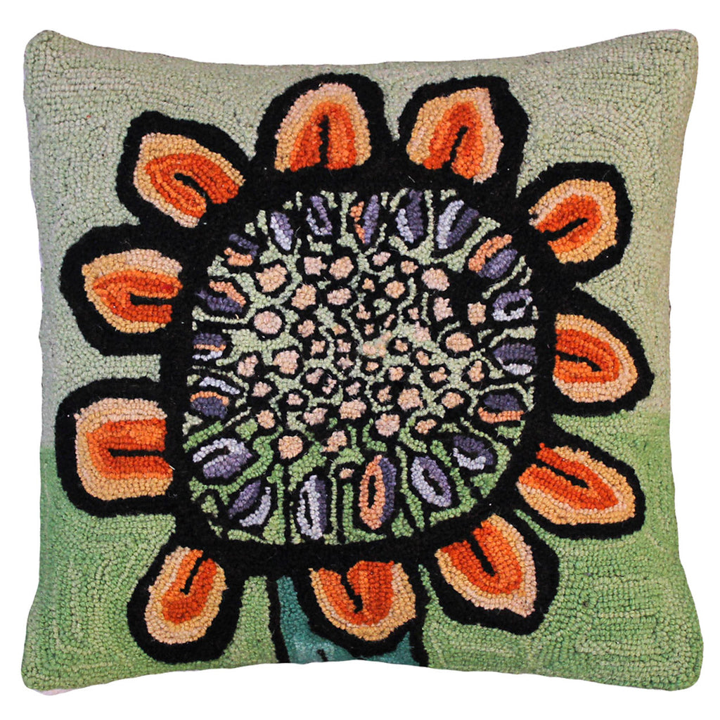 Sunflower Abstract Floral Decorative Hooked Throw Pillow, Size: 20x20