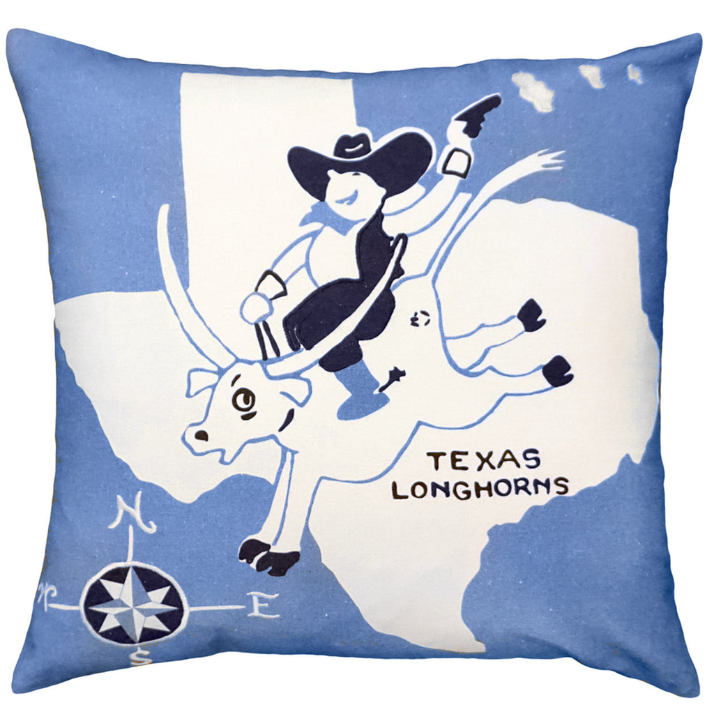 Texas Cowboy Longhorn Western Decor Pillow, Size: 20x20