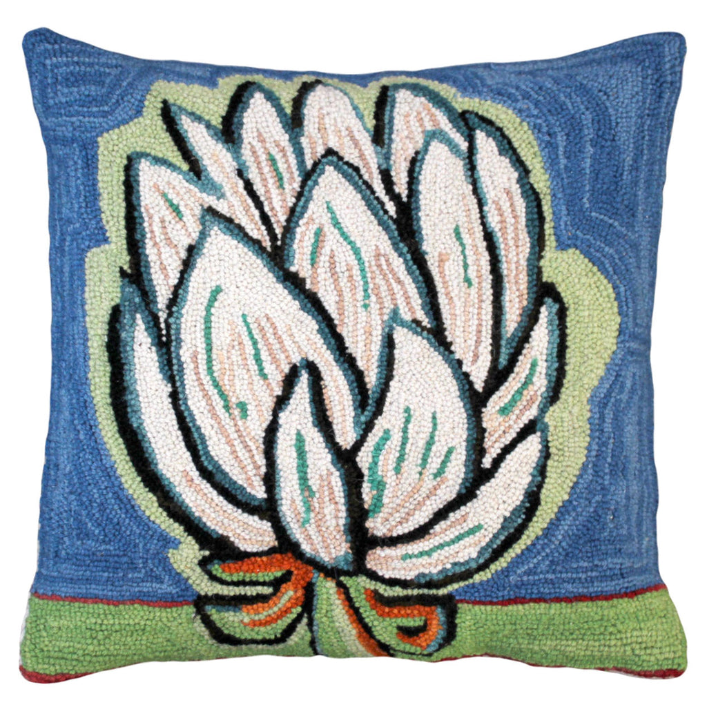 White Abstract Floral Decorative Hooked Throw Pillow, Size: 20x20
