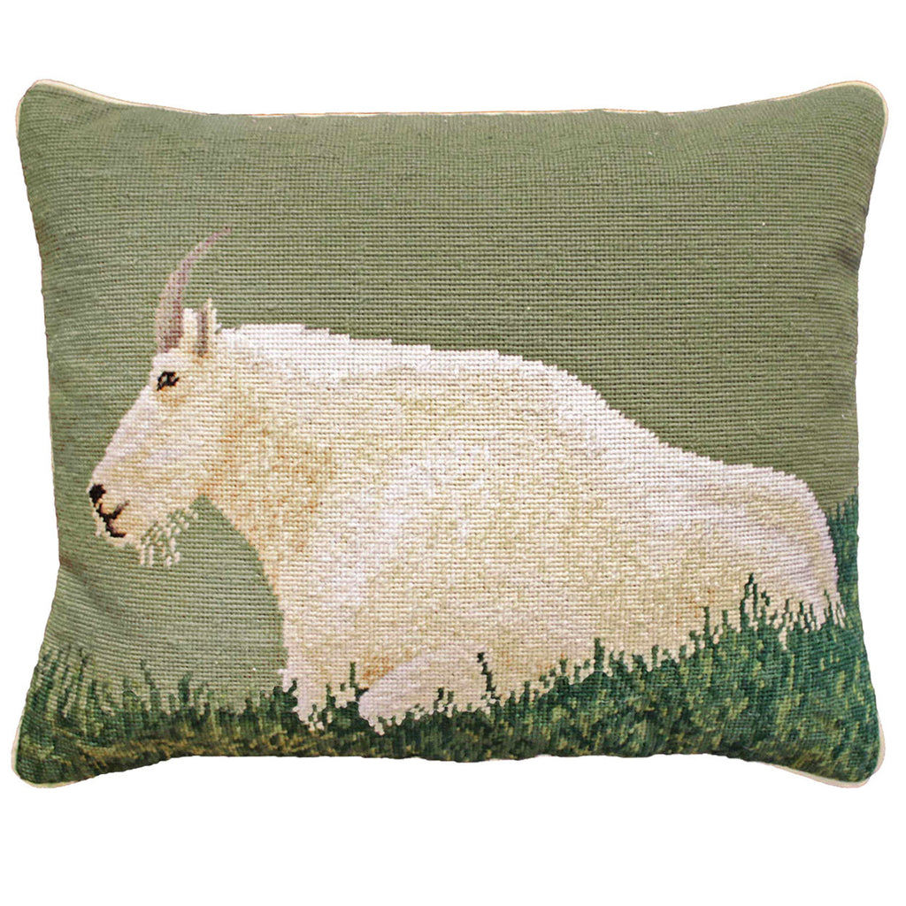 White Mountain Goat Wildlife Decorative Needlepoint Throw Pillow, Size: 16x20