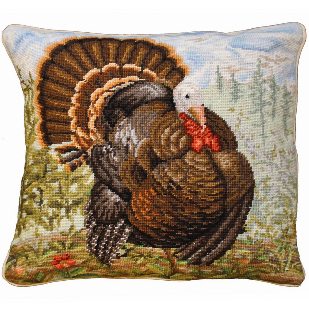 Wild Turkey Rustic Lodge Seasonal Outdoor Decorative Wildlife Pillow, Size: 18x18