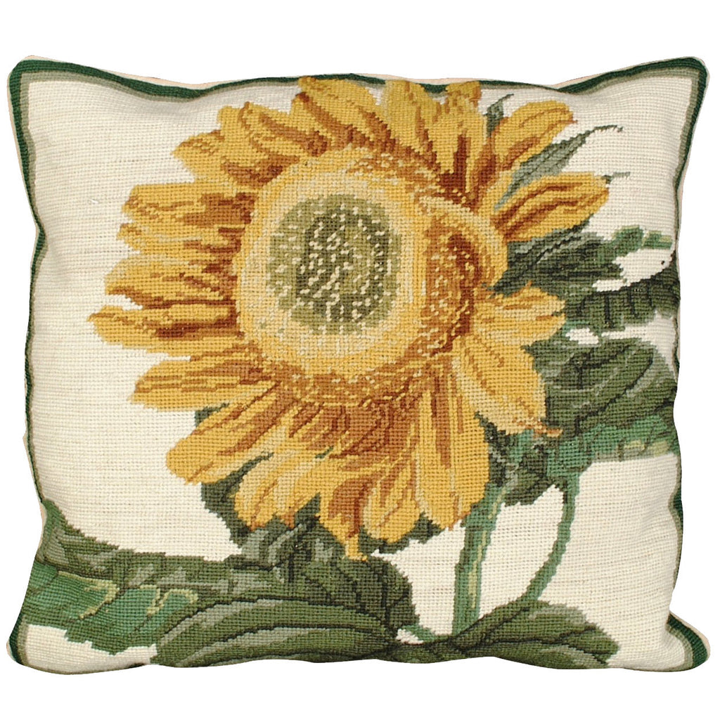 Yellow Sunflower Green Floral Decorative Throw Pillow, Size: 18x18